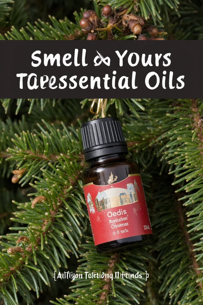 Essential oils displayed with holiday decorations