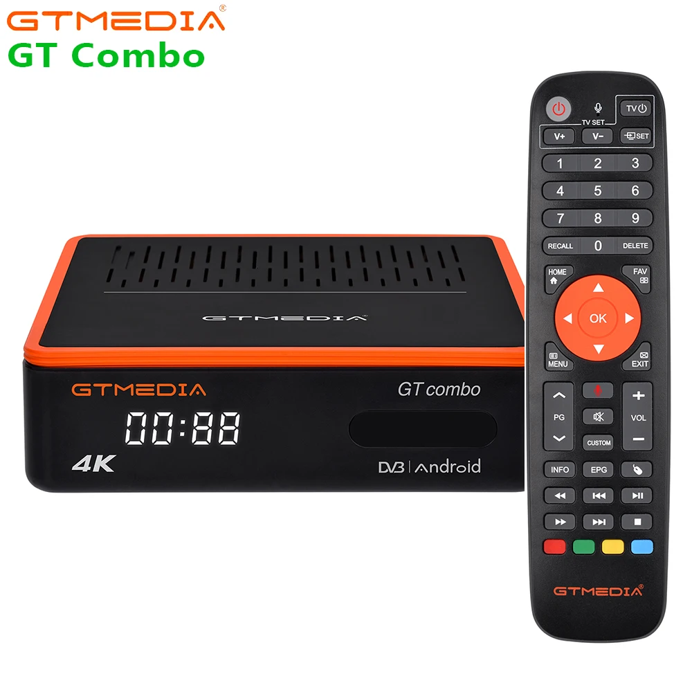 

Android DVB BOX GTMEDIA GT COMBO Android 9.0 DVB-S2X DVB-T2/C ISDBT ATSCC Amlogic S905X3 BT4.1 2.4G/5G Wifi 4K Combo TV Box