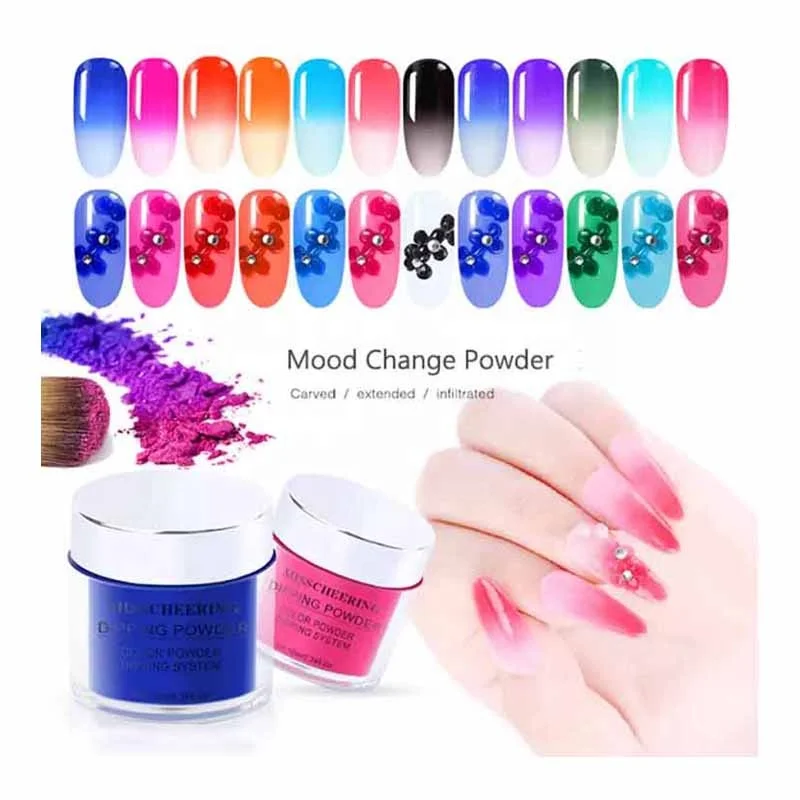 

Thermochromic Powder Effect Acrylic Dipping Nail Powder Nails Art 3in 1 For Nail Art Dipping Powder Super Pigment Acrylic, 12 colors