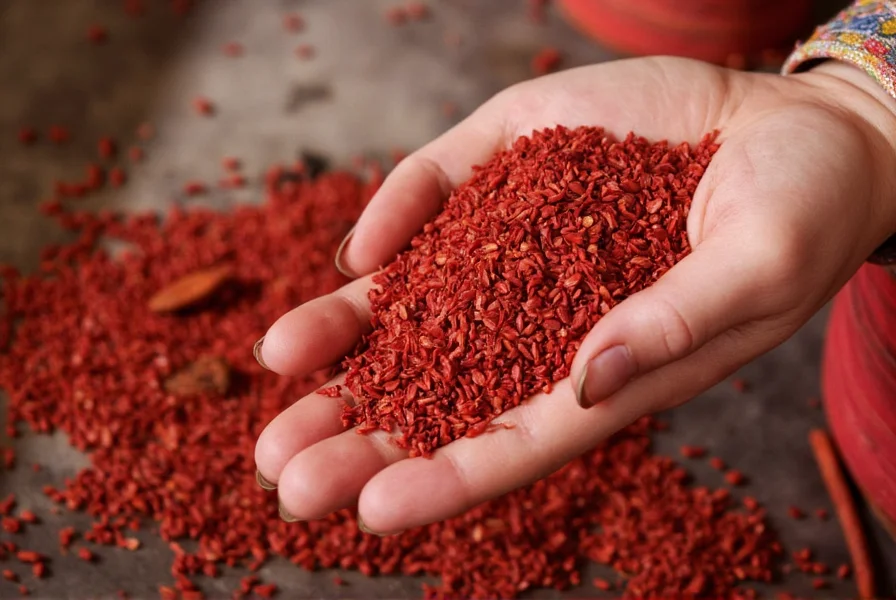 Close-up photograph of authentic zafran threads showing vibrant red color with orange tips on white background