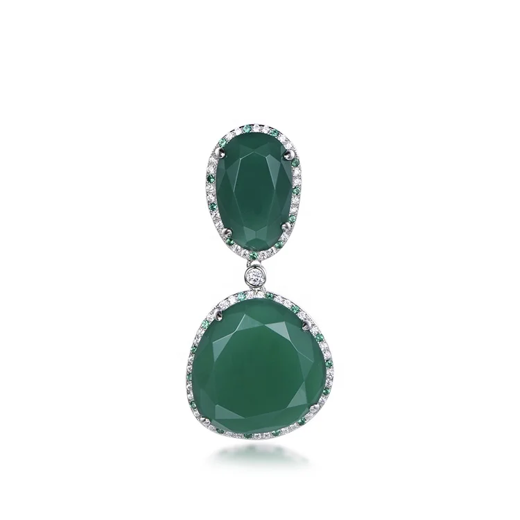 

Atmospheric Charm Fashion Pendants Green Gemstone Emerald Necklace Pendant 925 Sterling Silver Kirin Jewelry Rhodium Plated Gift