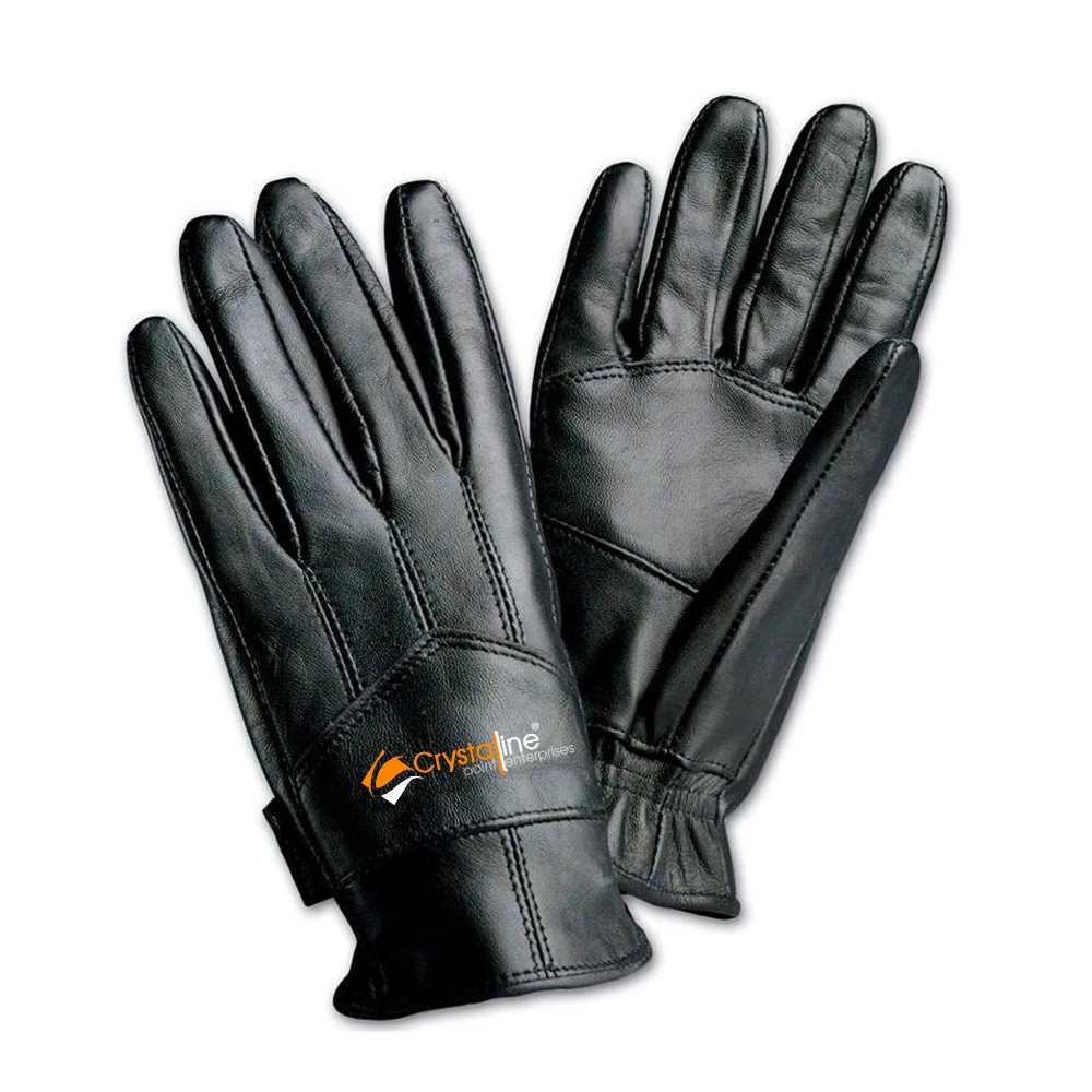 
Black Faux Fur Lined Winter Fashion Women Leather Dressing Gloves 