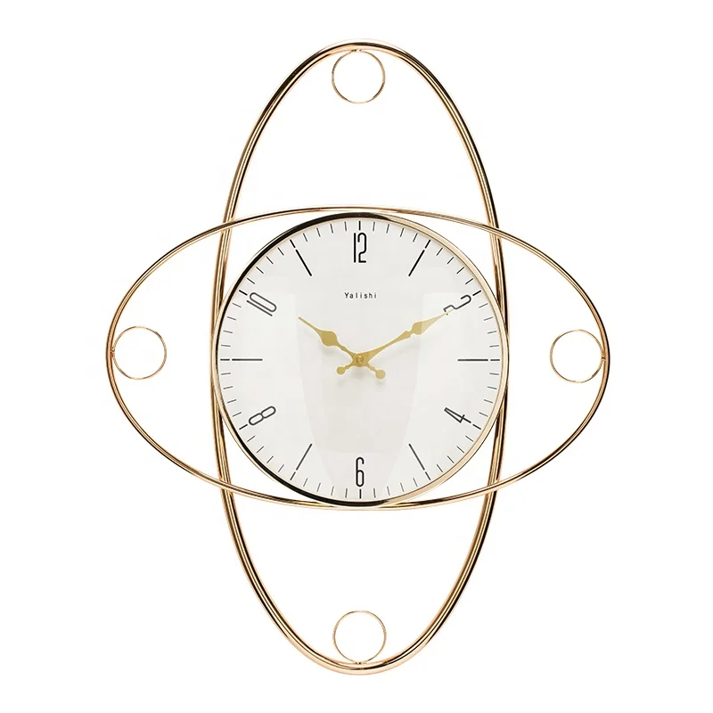 

2021 Creative Double ring golden clock living room dining room home fashion clock, Colorful