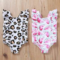 

Leopard Swimsuit 2020 New Summer Sleeveless Ruffles Girls Swimming Romper Cute Infant Swimwear One-Pieces Baby Rompers