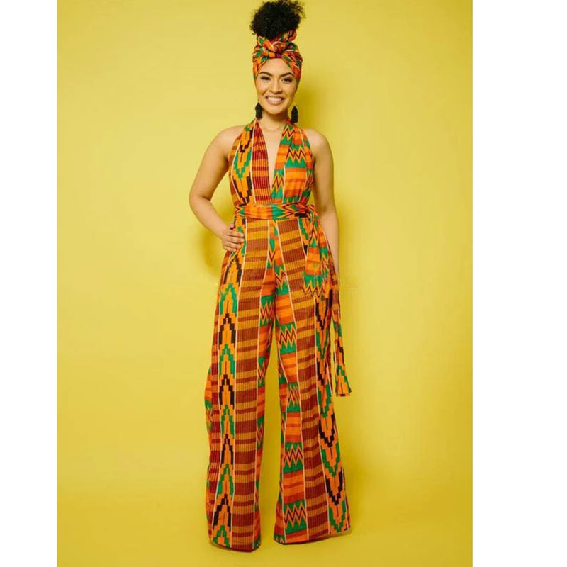 

African Print Jumpsuit Multi-wear Type Jumpsuit Middle East Nightclub Pants - African Print Jumpsuit, Picture