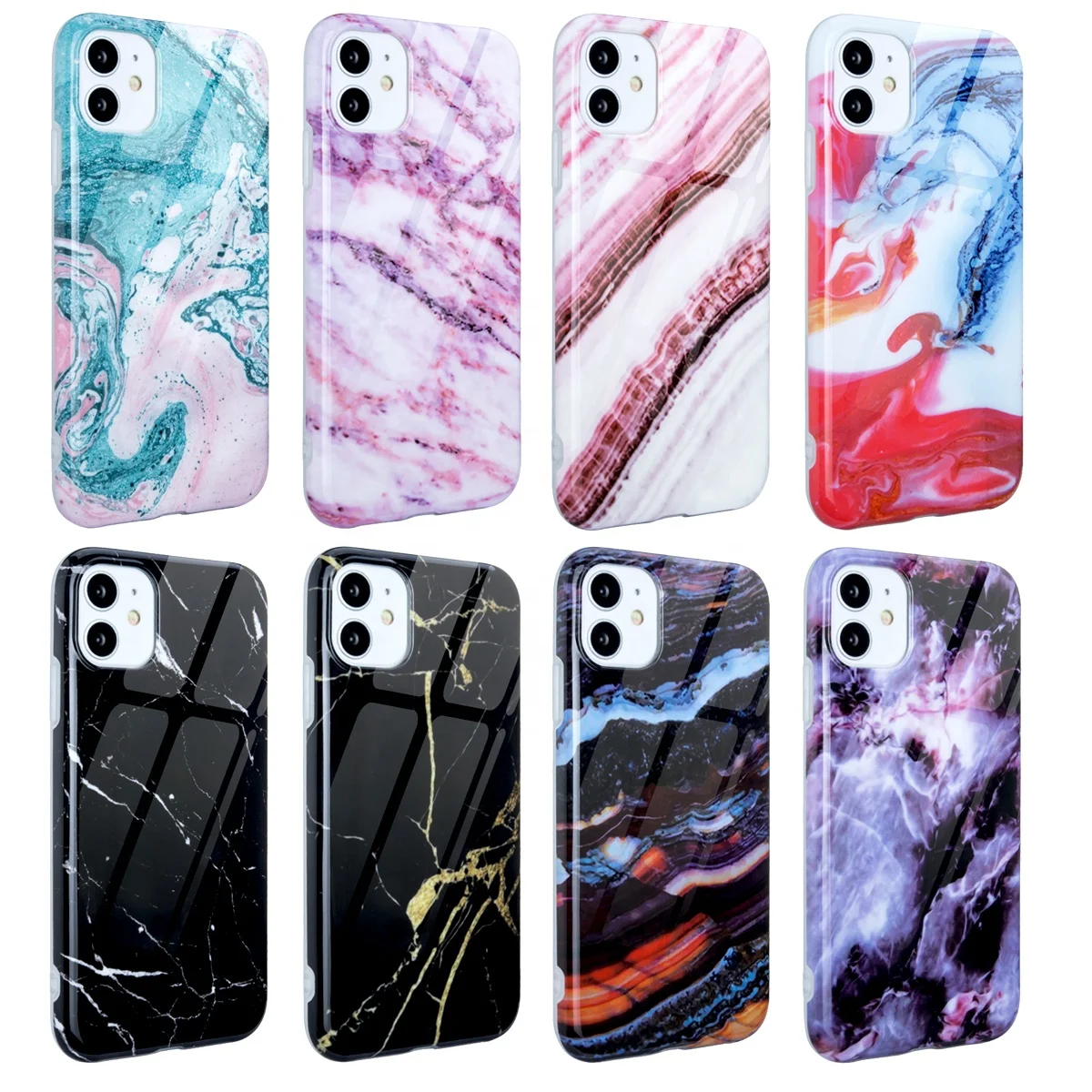 

Luxury Available Protector Marble Back Phone Cover for iphone 11 Soft case for iphone 11 pro max, 8 colors