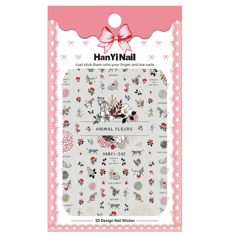 

HanYi241-270 Adhesive Flower Decals Decorations Xmas Nail Wraps Christmas 3D Nail Art Stickers 2021 new nail sticker