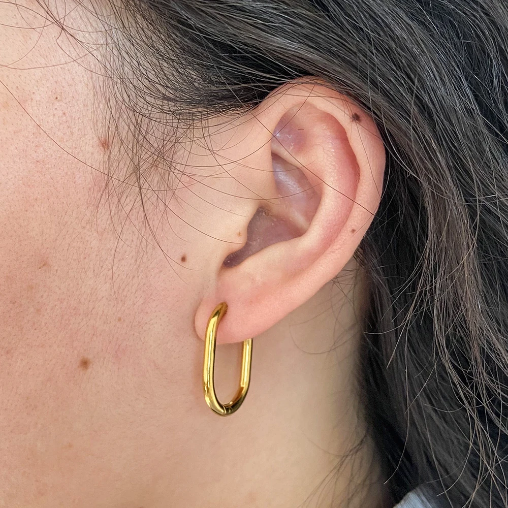 

JOOLIM High End 18K Gold Plated Oval Huggie Earrings for Women Stainless Steel Earrings Wholesale