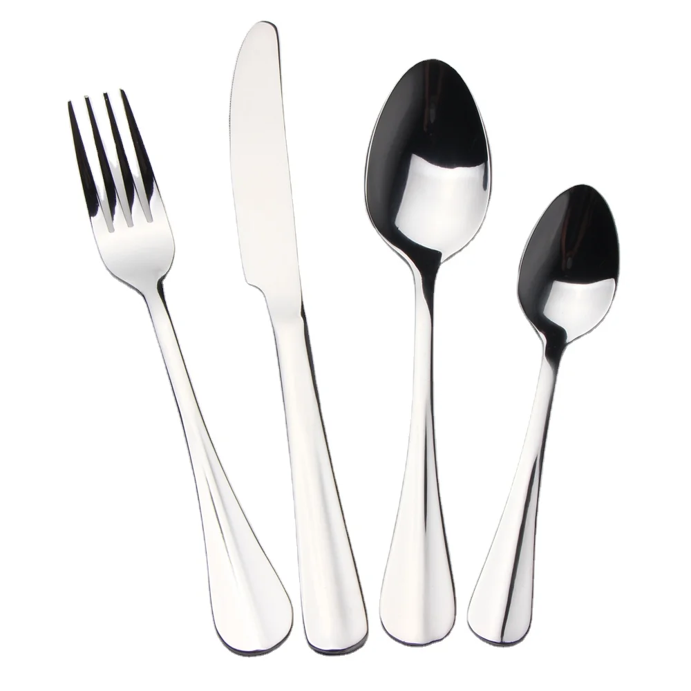 

304 Stainless steel cutlery reusable plated gold spoon fork knife stainless steel flatware set