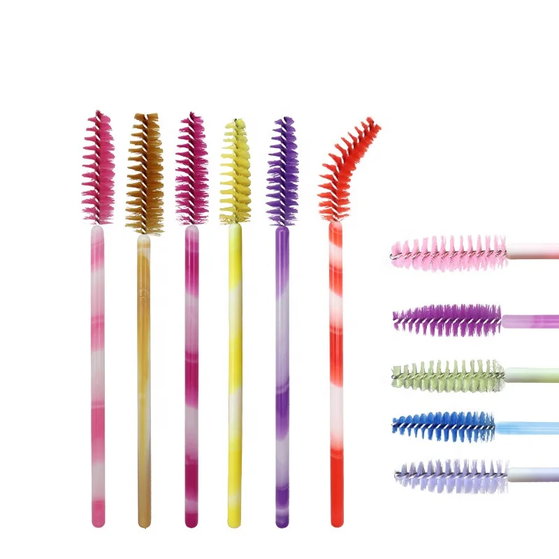 

Hottest Fashion Eyelash Extension Brush Pink Color Disposable eyelash wand mascara brush with 50 pcs bag, Colorful