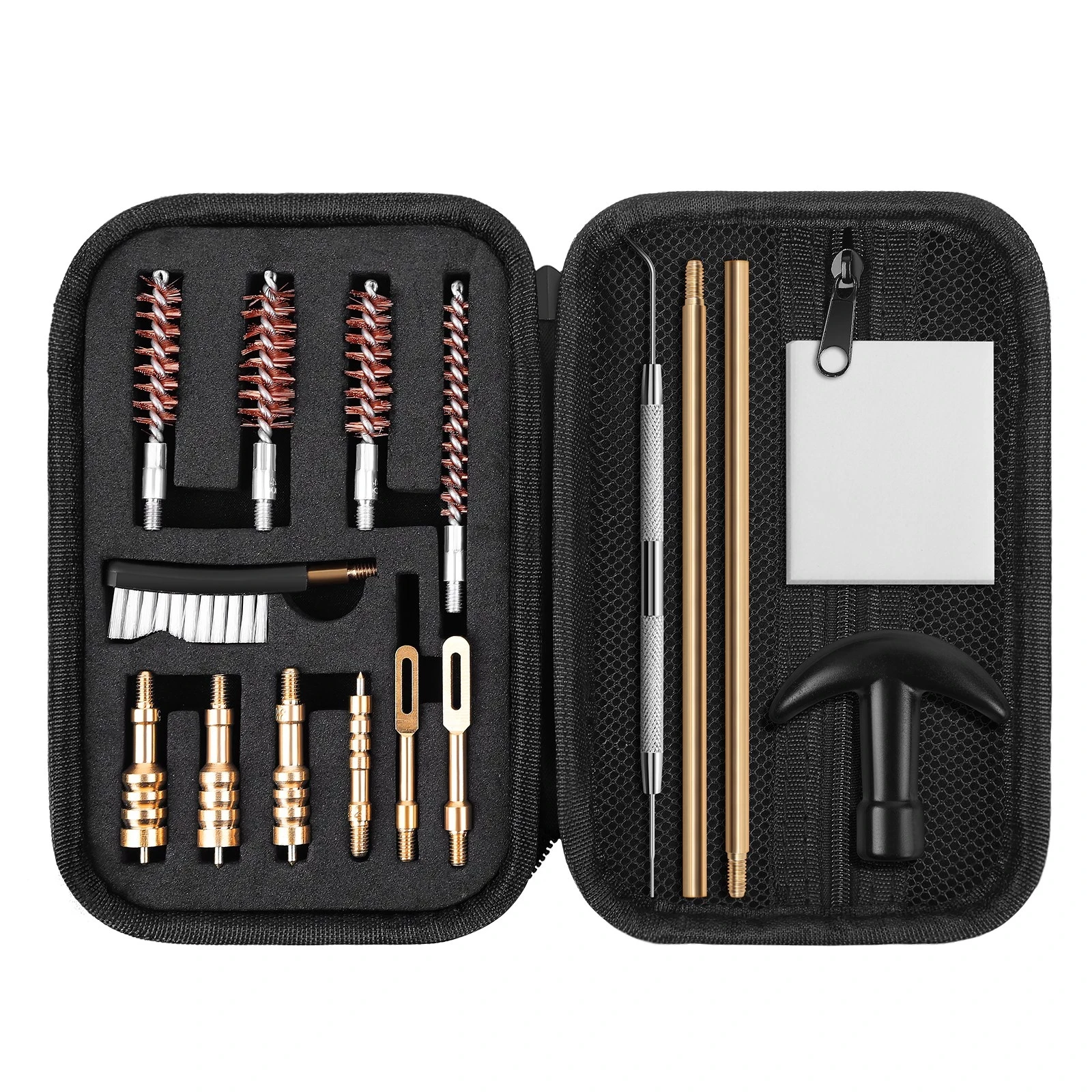 

Brass Rod Multiple Brush Universal Pistol Handgun .22 .357 380 Gun Cleaning Kit With Cloth Bag