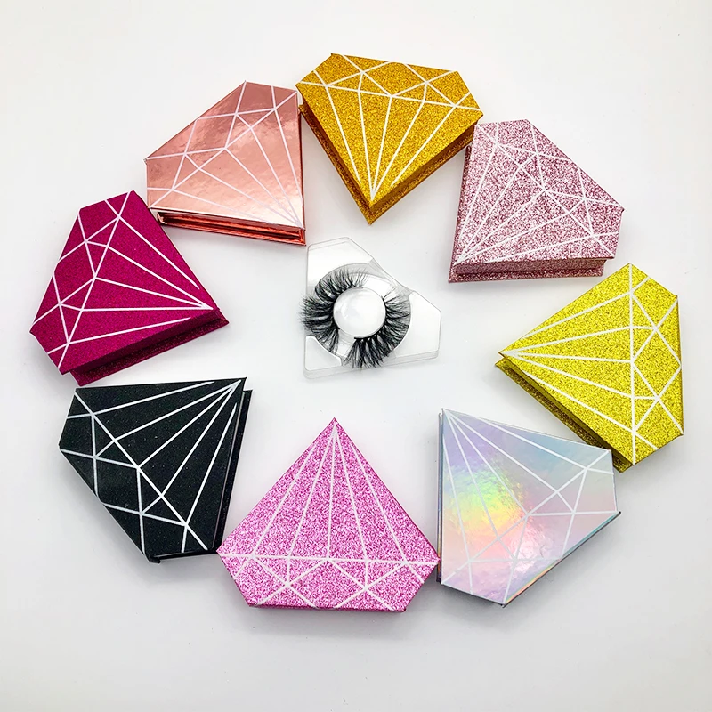 Wholesale diamond empty lash box 3d mink eyelashes private label empty false eyelashes packaging