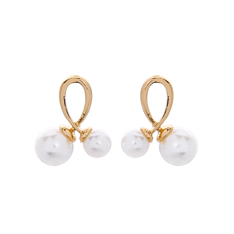 

e021732 2020 Summer Commuting Jewelry Gold Plated Twisty Knot Korean Style Exquisite Women Dainty Studs Pearl Earrings