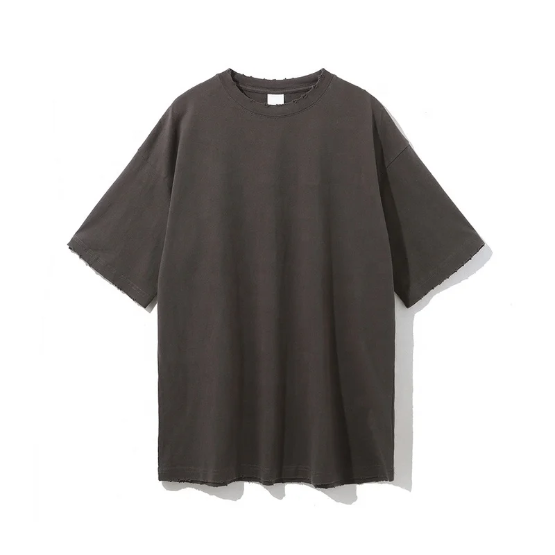 

Cusom Size And Color Heavy Cotton Wholesale Blank Enzyme Washed Tshirt Grey