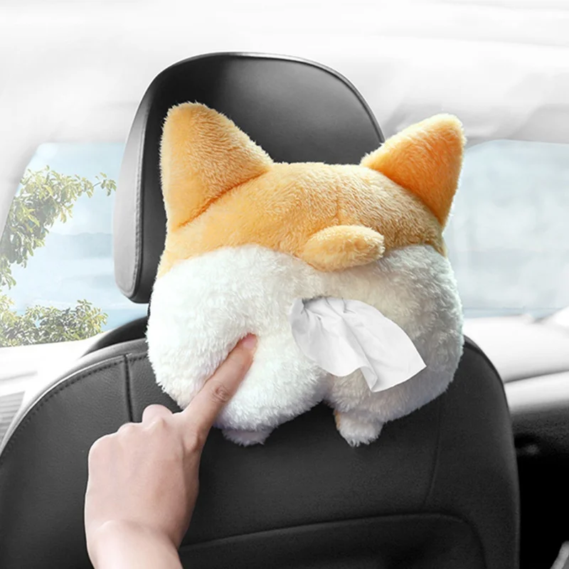 

Corgi Butt Cat Car Tissue Holder for Home Car Bathroom Napkin Box Vehicle Backseat Tissue Case Holder