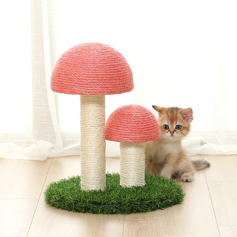 

Fashion Funny Play House Mushroom Tower Pink Natural Paradise Luxury Climb Frame Solid Wooden Modern Cat Tree