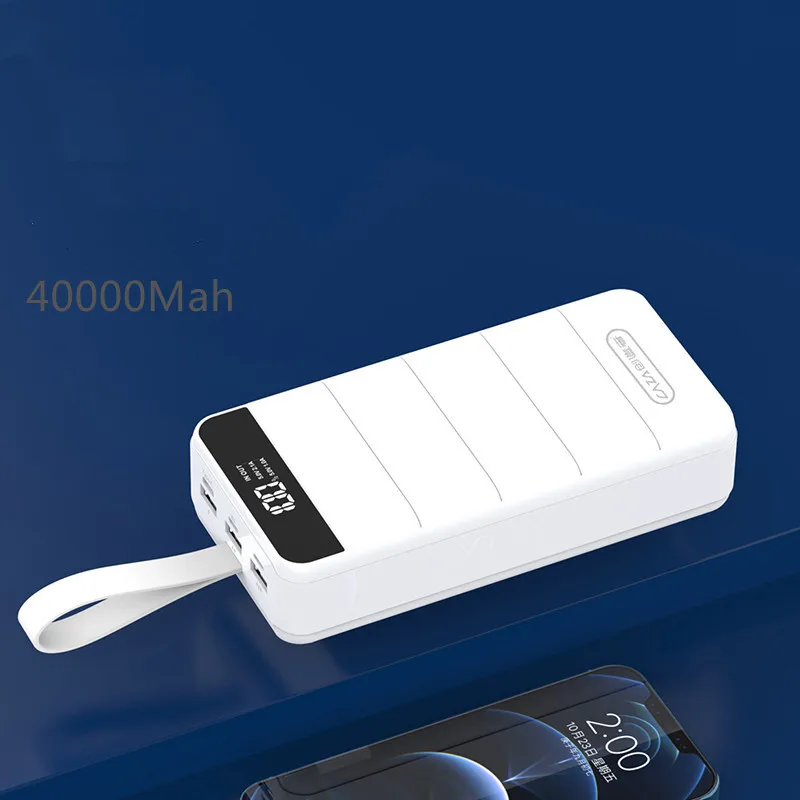 

Portable 40000mAh Power Station/ Fast charge / Big Capacity Power Bank/LED flashlight/4 Output H5, Black/white