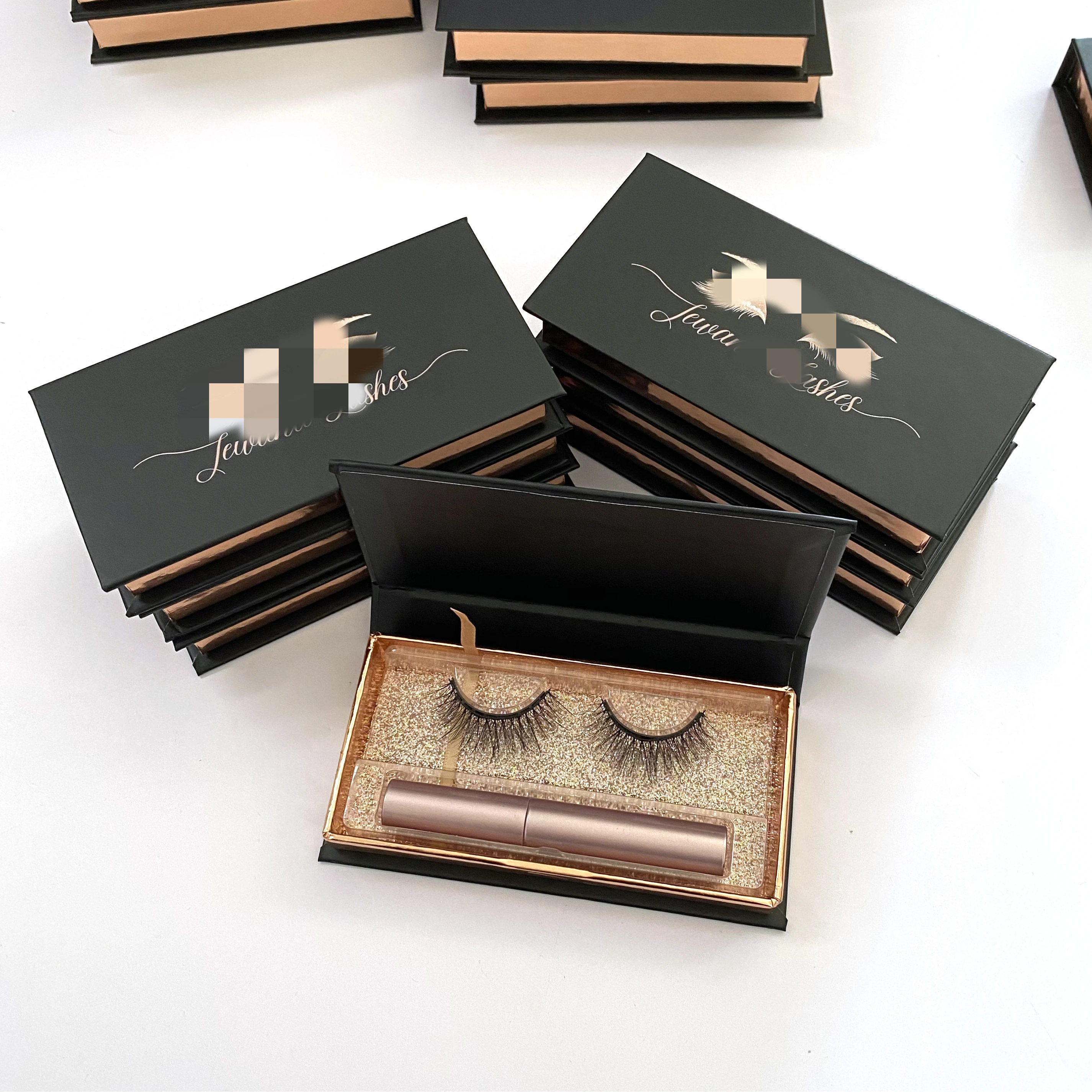 

3 5 pairs set magnetic lashes with magnetic liner vegan faux mink magnetic eyelashes mink magnet lash vendor customized box