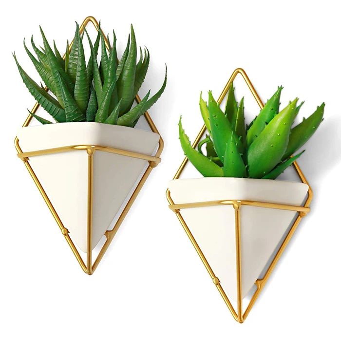 

Wholesale Small Decorative Wall Planters Triangle Ceramic Hanging Planter, As show or customized