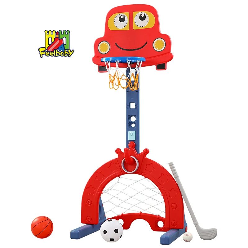 

Feelbaby plastic indoor baby mini toy basketball hoop and stand, Red/blue