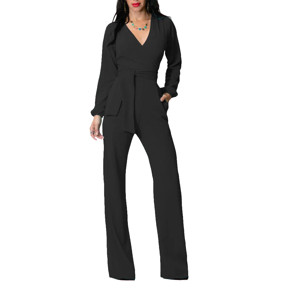 

Ladies Casual V-neck Solid Fitness sexy jumpsuit For Women plus size jumpsuits, Picture color