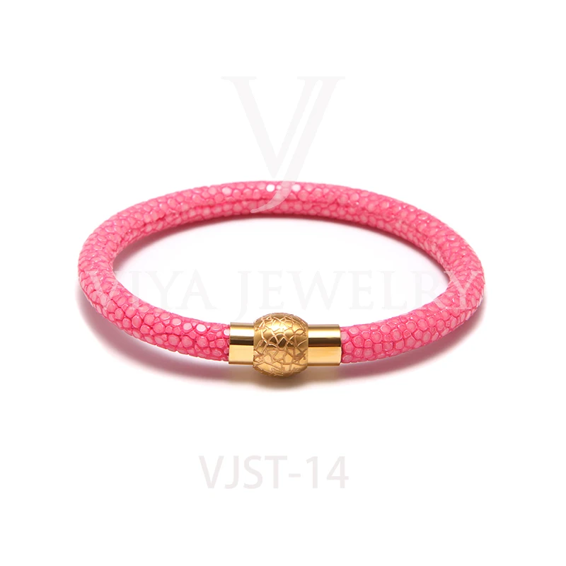 

Viya jewelry Wholesale New Trend Product Genuine Stingray Skin Leather Magnetic bracelet Men Jewelry