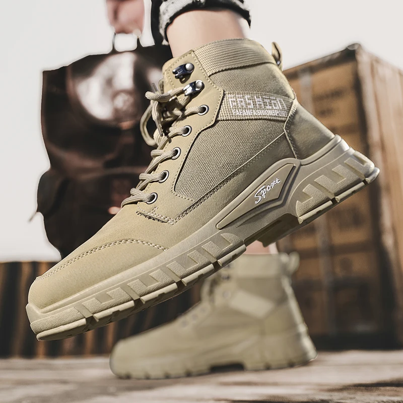 

Hot Sale Cheap Price Breathable Fashion Trend Men Boots Casual Martin Boots, Black;khaki;grey