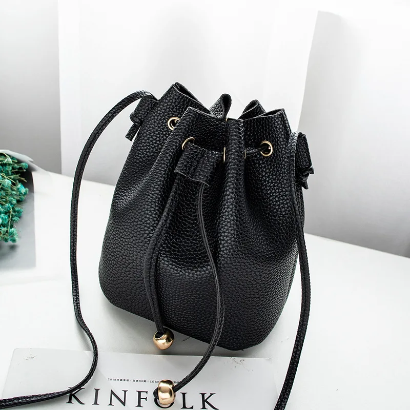 

Korean style trendy women's shoulder bags casual wild simple messenger bucket bags women handbags shoulder bag, Black,gray,red,pink,blue