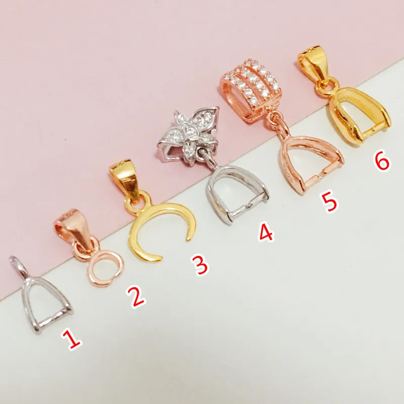 

Hot Diy Parts Platinum Shiny Handmade Clasp S925 925 Sterling Silver Clip On Pinch Pendant Bails For Hanging Jewelry Necklace, Raw color,other colors available