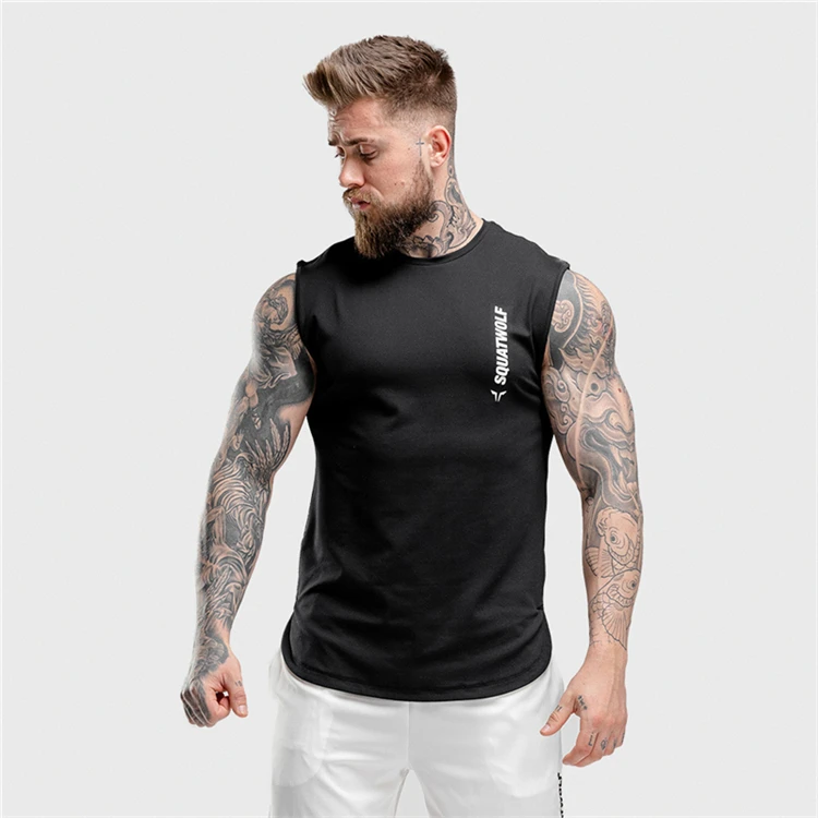 

Wholesale Custom Summer Soft Cotton Polyester Mens Gym Sleeveless T Shirts Mens Cheap Drop Shoulder Tank Top Men, Customized color