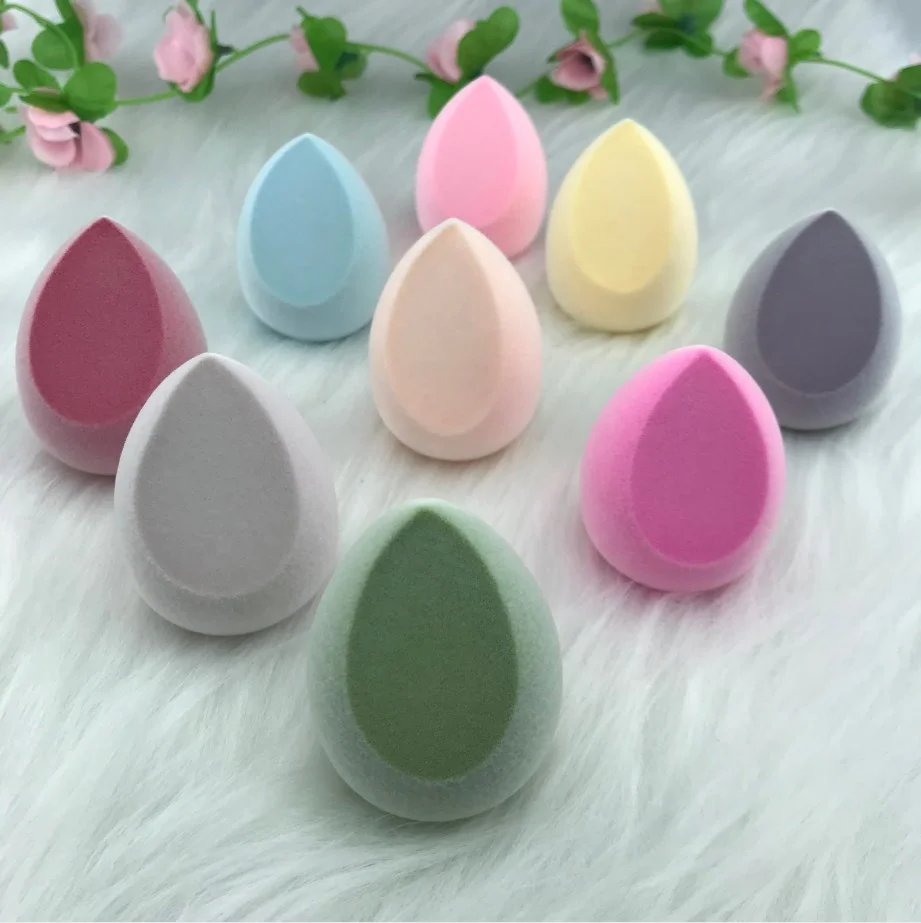 

low quantity Custom laser logo latex free super soft velour/velvet microfiber makeup sponge for women makeup, Customized color