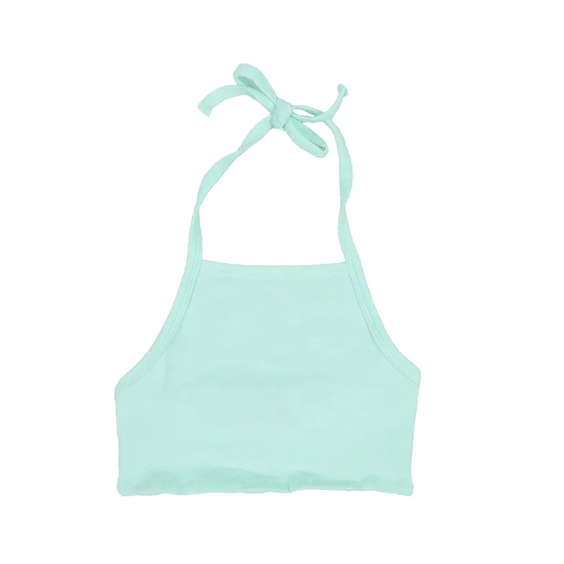 

custom Children vintage Frock Design Kids Backless Ruffle Baby Girl boutique cotton Halter top, Picture