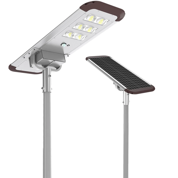 Outdoor 60W Integrated Remote Motion Sensor IP65 LED Solar Street Light Lithium Battery Solar Pole Light