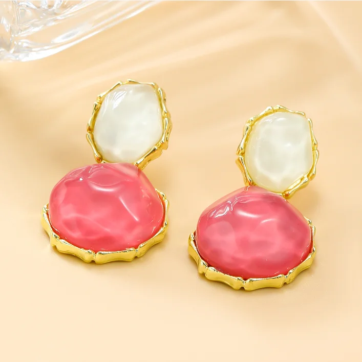 

Wholesale High-Quality Geometric acrylic resin round Drop Earrings Statement Metal Fashion Jewelry Accessories For Women