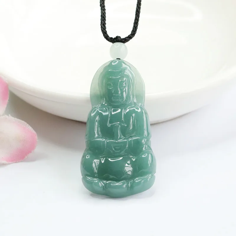

Natural Emerald Pendant Blue Water Guanyin A Goods Jade Jewelry Factory Live Delivery FC2101907