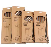 

304 stainless steel straw 4pcs/set with brush eco friendly straw box