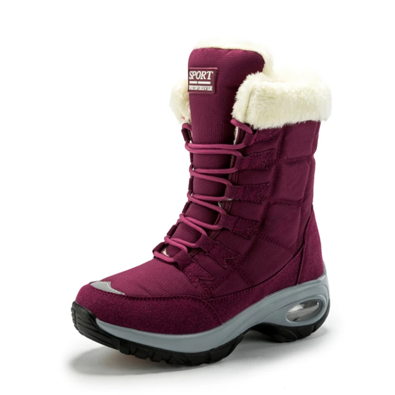 

2021 Winter new product fashion women warm windproof chunky hell boots ladies lace up plush casual shoes, As pictures