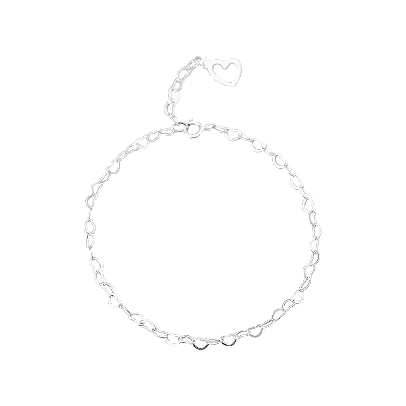 

China factory fashion jewelry S925 sterling silver Heart Chain Bracelet for Women