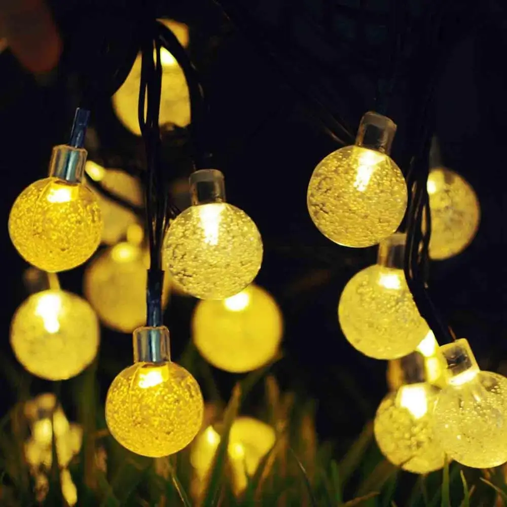 Hotselling Amazon 30 LED Bubble Warm White Festival Decoration Solar String Lights for Outdoor Decoration