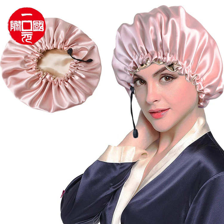 

Soft silk dual-use bath cap night cap