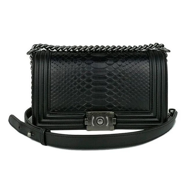 

Custom Lady Designer Luxury Fashion Genuine Snake Skin Leather Lady Small Chain Flap Shoulder Bag Handbag Famous Brands