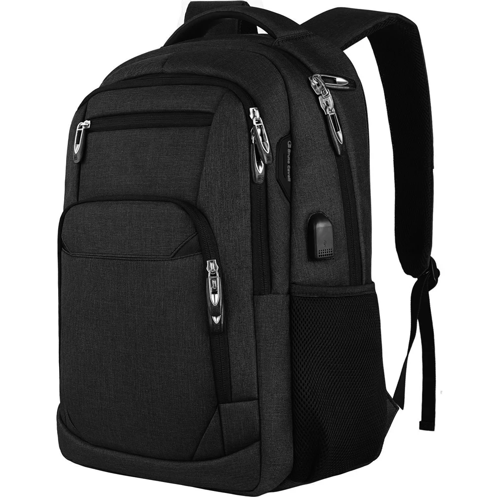

Durable Laptop Backpack Business Travel Anti Theft Water Resistant College School Computer Bag with USB Charging Port, Black