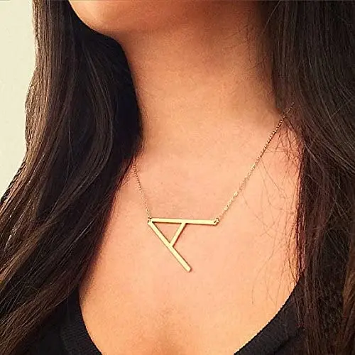 

Dylam alphabet jewelry cursive initial gold plated stainless steel collar de letras gold letter necklace stainless steel