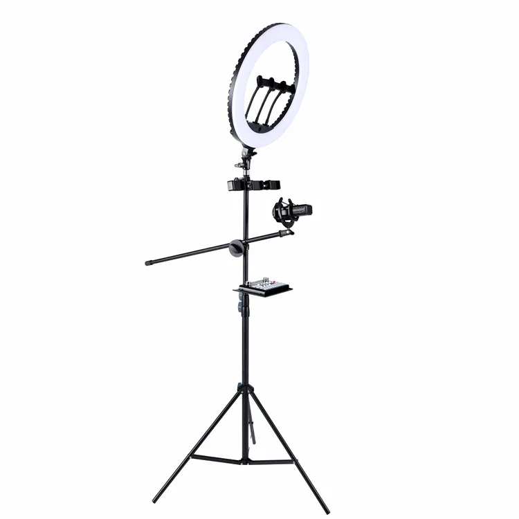 

HQ-18N 3 usb charging make up live video led selfie phone ringlight with tripod stand