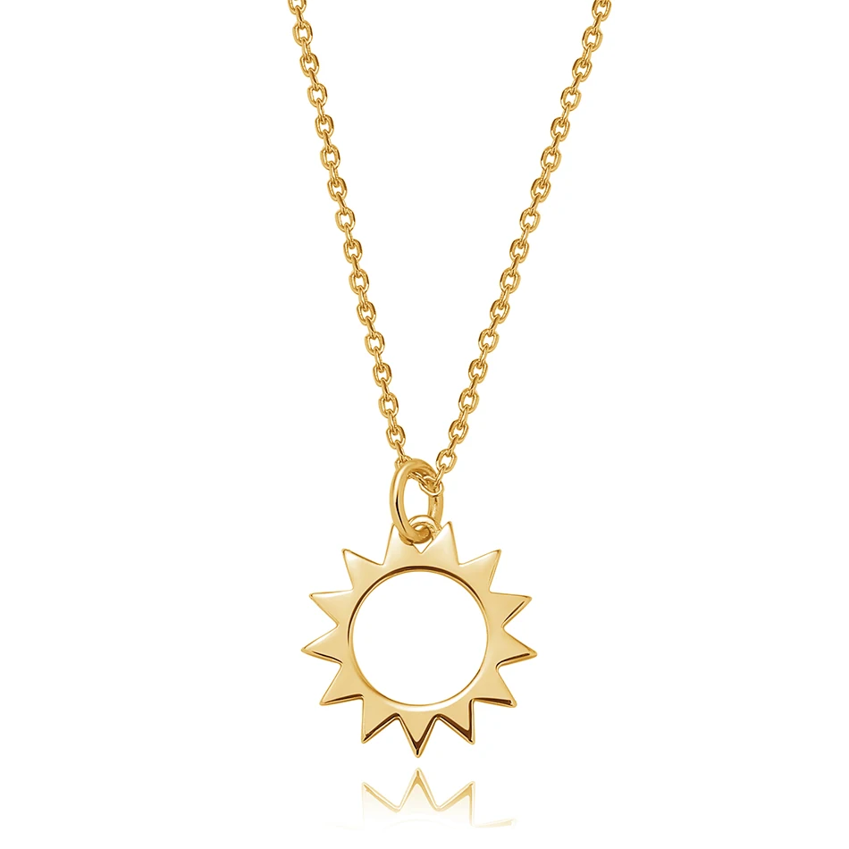 

Minimalist Jewelry 18K Gold Plated Jewelry 925 Sterling Silver Guiding Light Sun Pendant Necklace Gift Custom Chain