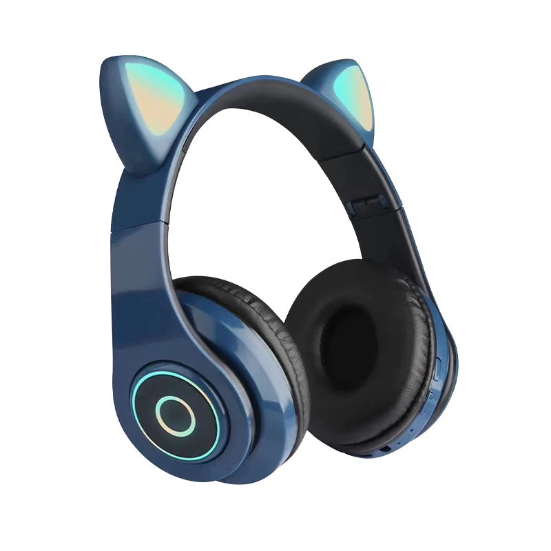 

B39 Headphone Women Kids Children Cute Cat Ear Earphone LED Glowing Foldable Headset BT5.0 Wireless Headphones, Pink, blue, yellow, red, white, black, purple