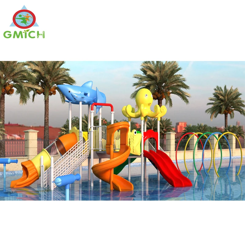 

Beach spray hot selling plastic water park outdoor water play Aquapark sliders Canton Fair design