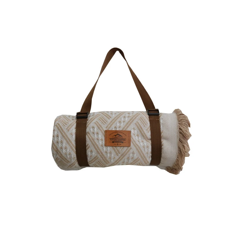 

Custom Logo Cotton Woven Outdoor Blanket Easy Fold Picnic Blanket Camping Portable Eco Bohemian Tessle Mat boho Picnic Rugs