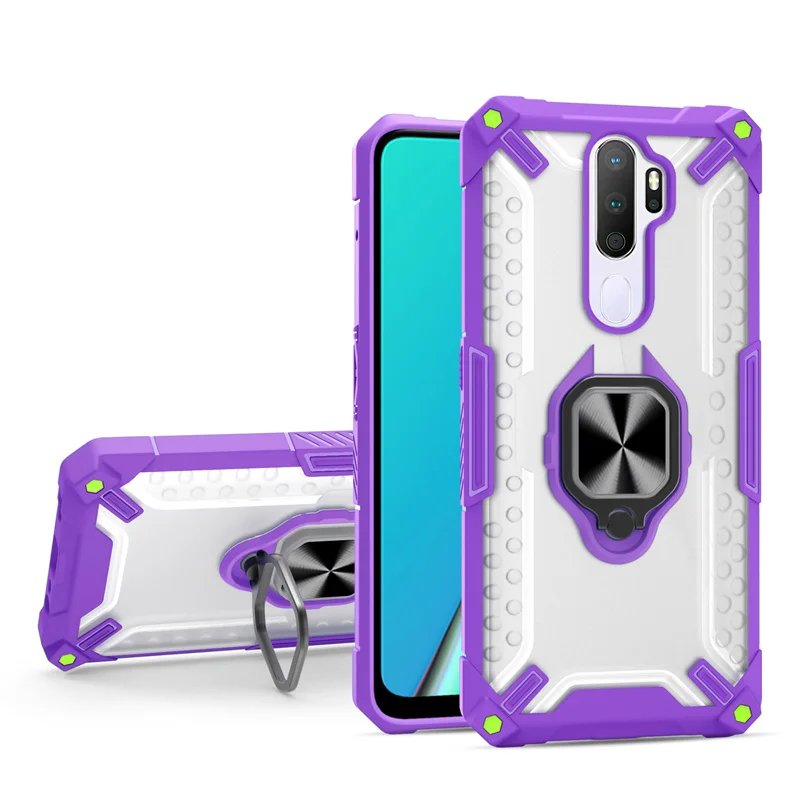 

For OPPO A52 A72 A11 A12 Reno 3 Pro Case Armor Magnetic Holder Phone Cover For Realme C11 C12 Stand With Ring Bumper Shockproof, 6 colors