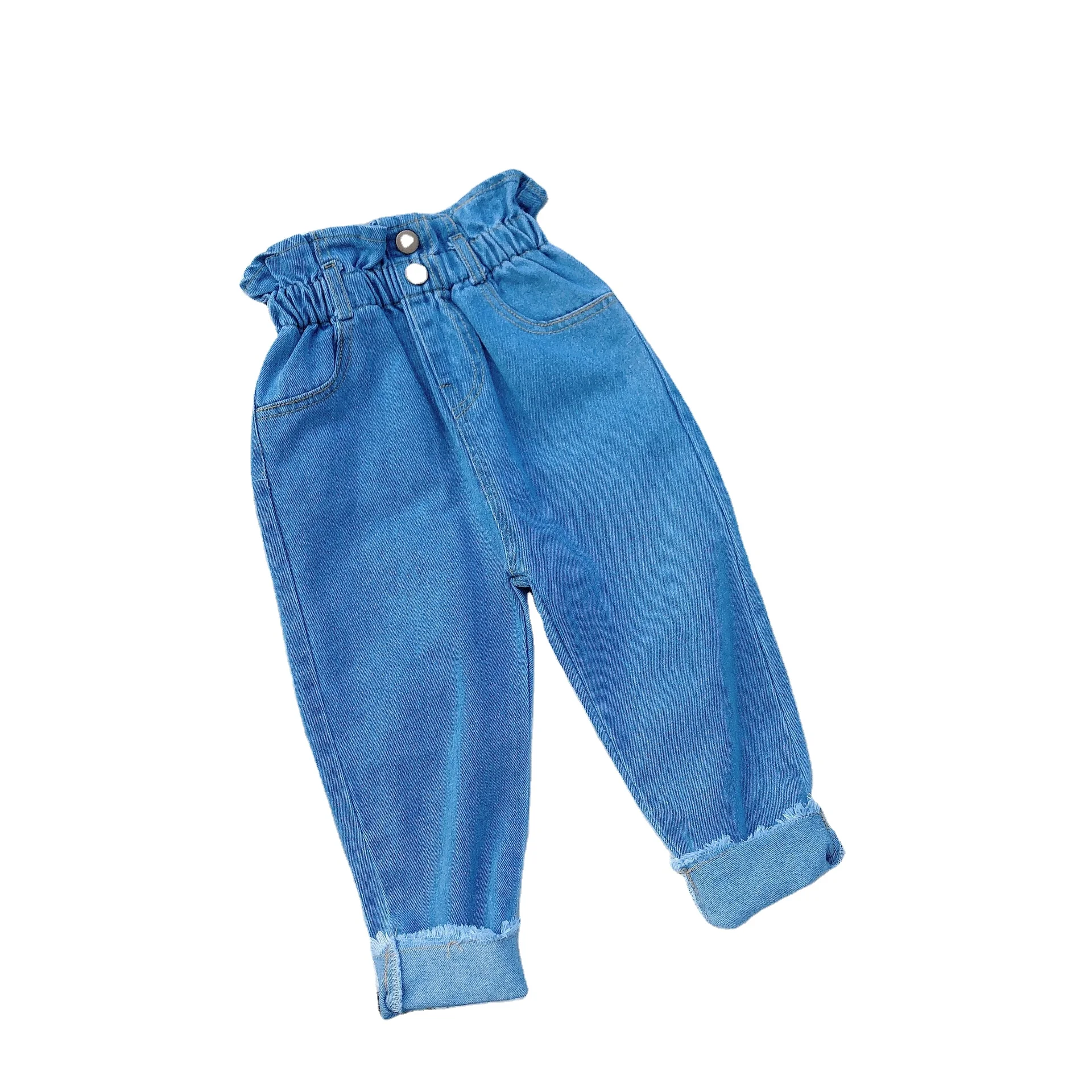 

Baby spring Korean bract trousers loose children lady style high waist jeans girl pants for wholesale, As pic shows, we can according to your request also